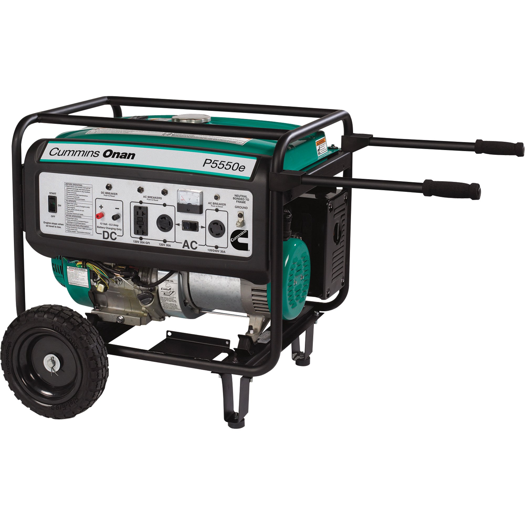 Onan Portable Generator with Electric Start — 5500 Surge Watts, 5000 Rated Watts, 389cc, Model# 5.0EGMBE-6500